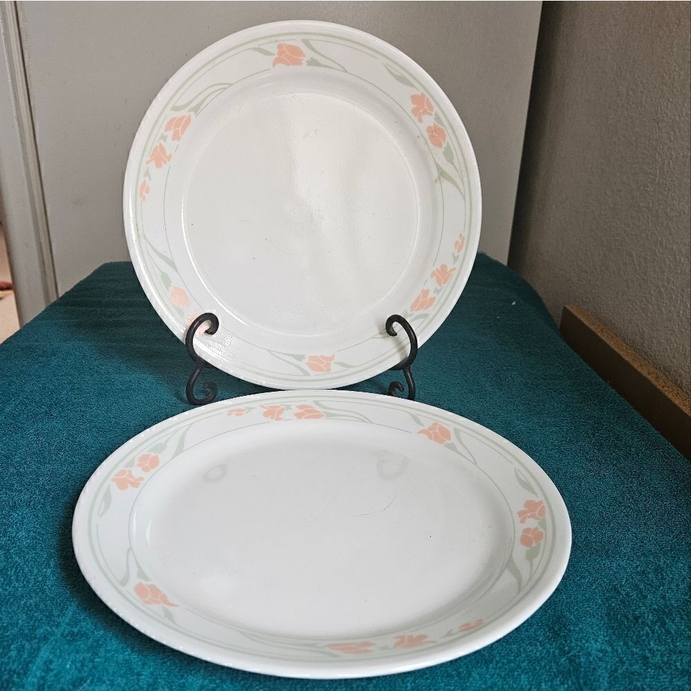 Corelle peach garland pattern 2 pcs dinner plates